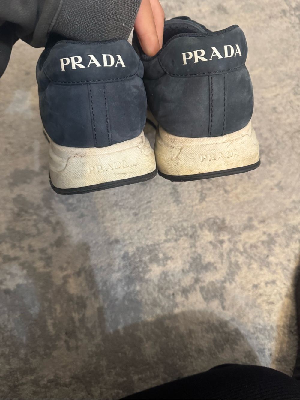 Men's Navy Suede Prada Sneakers - Picture 3 of 3